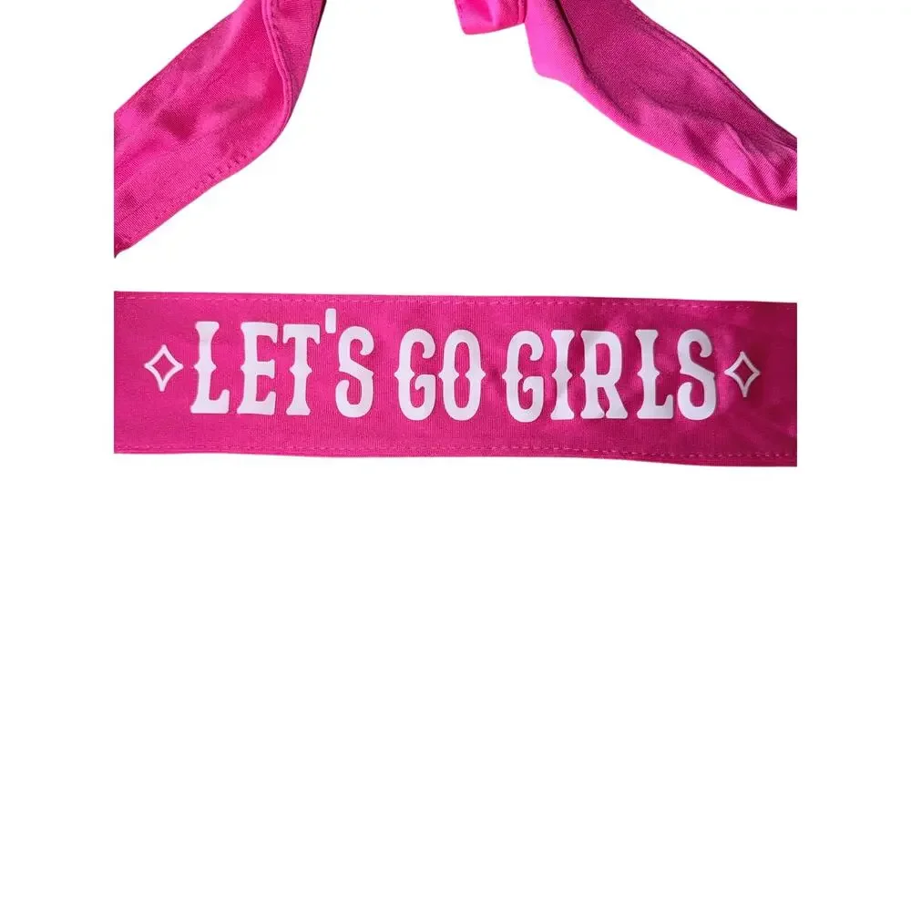 Let’s go girls hot pink stretchy headband tie party spring break bachelorette